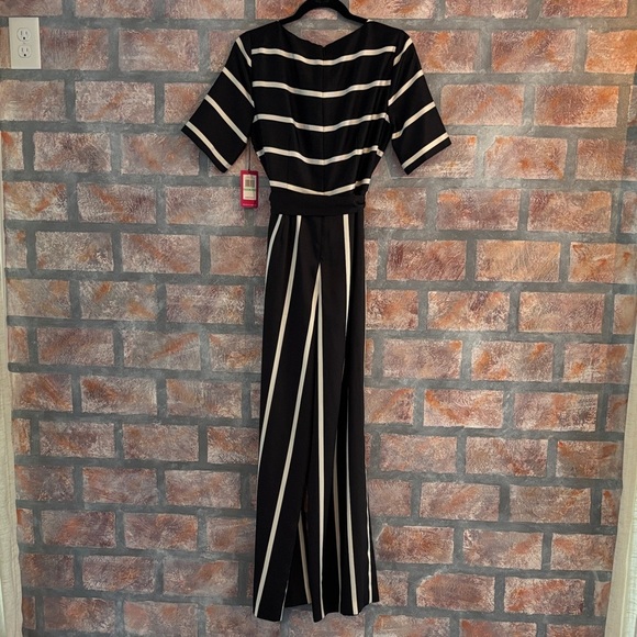 Vince Camuto Black and Cream Striped Jumpsuit - Picture 6 of 7